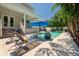Inviting backyard with sparkling pool, shaded seating, and beautifully landscaped grounds, perfect for outdoor relaxation at 852 Cordova Ne Blvd, St Petersburg, FL 33704