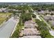 An aerial view showcasing well-kept properties with landscaped yards and community access to local streets at 2216 Evans Rd, Clearwater, FL 33763