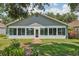 Back of home featuring sun room and brick path at 2617 Heatherwood Dr, Tampa, FL 33618