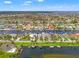 Stunning aerial view of a waterfront community with homes on canals, showcasing the neighborhood's unique coastal charm at 4012 Marine Pkwy, New Port Richey, FL 34652