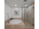 Bathroom with soaker tub and separate glass-enclosed shower at 450 Knights Run Ave # 104, Tampa, FL 33602