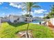 A home features a tranquil backyard with a pool, well-manicured lawn, and patio seating. Perfect for outdoor relaxation at 5925 18Th Ne St, St Petersburg, FL 33703