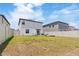 The backyard features a lush lawn, a swing set, and a privacy fence at 6180 Spring Crayfish Ave, New Port Richey, FL 34653