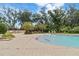 Community pool with lounge chairs, BBQ, and lush trees at 6180 Spring Crayfish Ave, New Port Richey, FL 34653