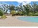 Community pool with lounge chairs, BBQ, and lush trees at 6180 Spring Crayfish Ave, New Port Richey, FL 34653