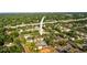 Aerial view showcases a residential area, surrounded by lush greenery and mature trees at 7703 N Branch Ave, Tampa, FL 33604