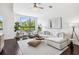 Cozy living room with a large window, dark floors, plush white sectional, and modern decor at 820 2Nd N Ave, St Petersburg, FL 33701