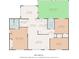 Floor plan showcasing the layout of the 2-bedroom house with a screened porch and sun room at 9915 Aetna Ln, Port Richey, FL 34668
