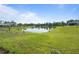 Expansive backyard with a serene lake, offering a picturesque view and ample space for recreation at 10464 Tranquil Meadow Loop, Riverview, FL 33569