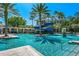 Community pool featuring a waterslide, seating, and landscaping, providing a resort-style experience at 11938 Royce Waterford Cir, Tampa, FL 33626
