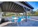Community patio with tables and chairs, ceiling fans, and brick pavers at 13635 Twin Lakes Ln # 13635, Tampa, FL 33618
