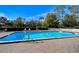 Community pool with brick pavers, poolside furniture, and lush green landscaping all around at 13635 Twin Lakes Ln # 13635, Tampa, FL 33618