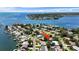 Aerial view showcasing the waterfront community and the property's proximity to the water at 2334 Tropical Shores Se Dr, St Petersburg, FL 33705