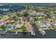 Aerial view of waterfront home with mature trees and dock at 320 Tallahassee Ne Dr, St Petersburg, FL 33702