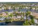 Waterfront home boasts scenic aerial view of neighborhood canals, and mature landscaping at 320 Tallahassee Ne Dr, St Petersburg, FL 33702