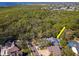 Scenic aerial view showcasing the property's wooded privacy and proximity to the coast at 4202 Deepwater Ln, Tampa, FL 33615