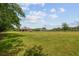 Expansive backyard featuring lush green grass, open space, and a charming single-story home at 4608 Scott Rd, Lutz, FL 33558