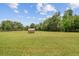 Expansive backyard featuring a well-maintained lawn, mature trees, and a small shelter at 4608 Scott Rd, Lutz, FL 33558
