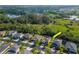 Aerial view of a neighborhood showcasing beautiful homes and well-maintained streets at 5446 Suncatcher Dr, Wesley Chapel, FL 33545