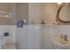 Tastefully decorated half bath with decorative elements at 580 Shoreham Ne Ct, St Petersburg, FL 33716