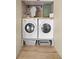 Convenient laundry closet with side by side washer and dryer, plus overhead storage at 6618 12Th N St, St Petersburg, FL 33702