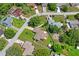 Aerial shot of property with a fenced yard, patio, and lush green surroundings at 1038 Shenandoah Ln, Spring Hill, FL 34606