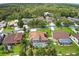 Aerial view of the house surrounded by lush greenery and mature trees within a well-established residential neighborhood at 111 Falling Water Dr, Brandon, FL 33511
