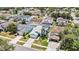 Aerial view of a neighborhood showcasing homes with pools and well-maintained landscaping at 11222 Clayridge Dr, Tampa, FL 33635