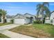 Charming one-story home with a two-car garage, lush lawn, and tropical landscaping at 11222 Clayridge Dr, Tampa, FL 33635