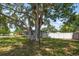 Large backyard with mature trees providing ample shade and enhanced privacy, perfect for outdoor enjoyment at 13514 Oval W Dr, Largo, FL 33774