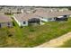 A view of a home's backyard that features a screened in patio and a spacious yard at 33700 Hamilton Hill Ln, Wesley Chapel, FL 33545
