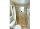 Bathroom shower features a showerhead, window, and neutral tiling at 3839 Star Island Dr, Holiday, FL 34691