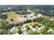 Wide aerial shot reveals a neighborhood close to a school and green recreational fields at 414 Summit Chase Dr, Valrico, FL 33594