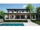 Open outdoor space with a large covered patio, ceiling fans, and a stunning rectangular pool at 4612 W Tennyson Ave, Tampa, FL 33629