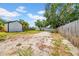 Large backyard with a storage shed, gravel area, and privacy fence, offering ample space and utility at 4684 72 N Ave, Pinellas Park, FL 33781