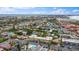 Panoramic aerial view capturing the colorful beach neighborhood and ocean views at 600 71St Ave # 16, St Pete Beach, FL 33706