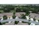 Charming neighborhood aerial view featuring well-manicured lawns, palm trees, and inviting driveways at 611 Tremont Greens Ln, Sun City Center, FL 33573