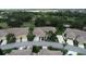 Charming neighborhood aerial view featuring well-manicured lawns, palm trees, and inviting driveways at 611 Tremont Greens Ln, Sun City Center, FL 33573