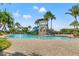 Resort style community pool with tall slide and comfortable lounge seating surrounded by palm trees at 6123 Golden Nettle Dr, Apollo Beach, FL 33572