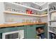 Walk-in pantry features wood counters, ample shelving, and storage solutions at 6123 Golden Nettle Dr, Apollo Beach, FL 33572
