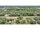 Aerial shot of a residential area with houses and trees surrounding a pond at 660 Channing Dr, Palm Harbor, FL 34684