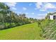 A well-maintained backyard features lush greenery and a serene view, ideal for relaxation and outdoor enjoyment at 12716 Evington Point Dr, Riverview, FL 33579