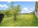 Large backyard with lush lawn and partial lake view at 19819 Tattnall Way, Brooksville, FL 34601