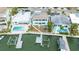 Aerial view of waterfront home with pool and boat dock in a residential neighborhood at 2010 20Th Avenue Pkwy, Indian Rocks Beach, FL 33785