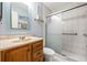 This bathroom features a single sink vanity and tiled walk-in shower at 2919 Fig Ct, Palm Harbor, FL 34684