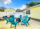 This backyard boasts an outdoor fire pit surrounded by plenty of outdoor seating and a fenced yard at 2928 W Arch St, Tampa, FL 33607