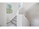 Bright staircase with carpeted steps, white railings, and natural light from nearby windows at 3301 Haviland Ct # 203, Palm Harbor, FL 34684