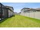 Fenced backyard with green grass, offering privacy and space for outdoor activities and entertaining at 33287 Sycamore Leaf Dr, Wesley Chapel, FL 33545
