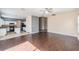 Open floor plan featuring hardwood floors and combined living and kitchen area at 419 Stone Briar Dr, Ruskin, FL 33570