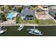 Beautiful aerial view of waterfront home with private dock and boat access, a perfect home for boaters at 4464 Neptune Dr, Hernando Beach, FL 34607